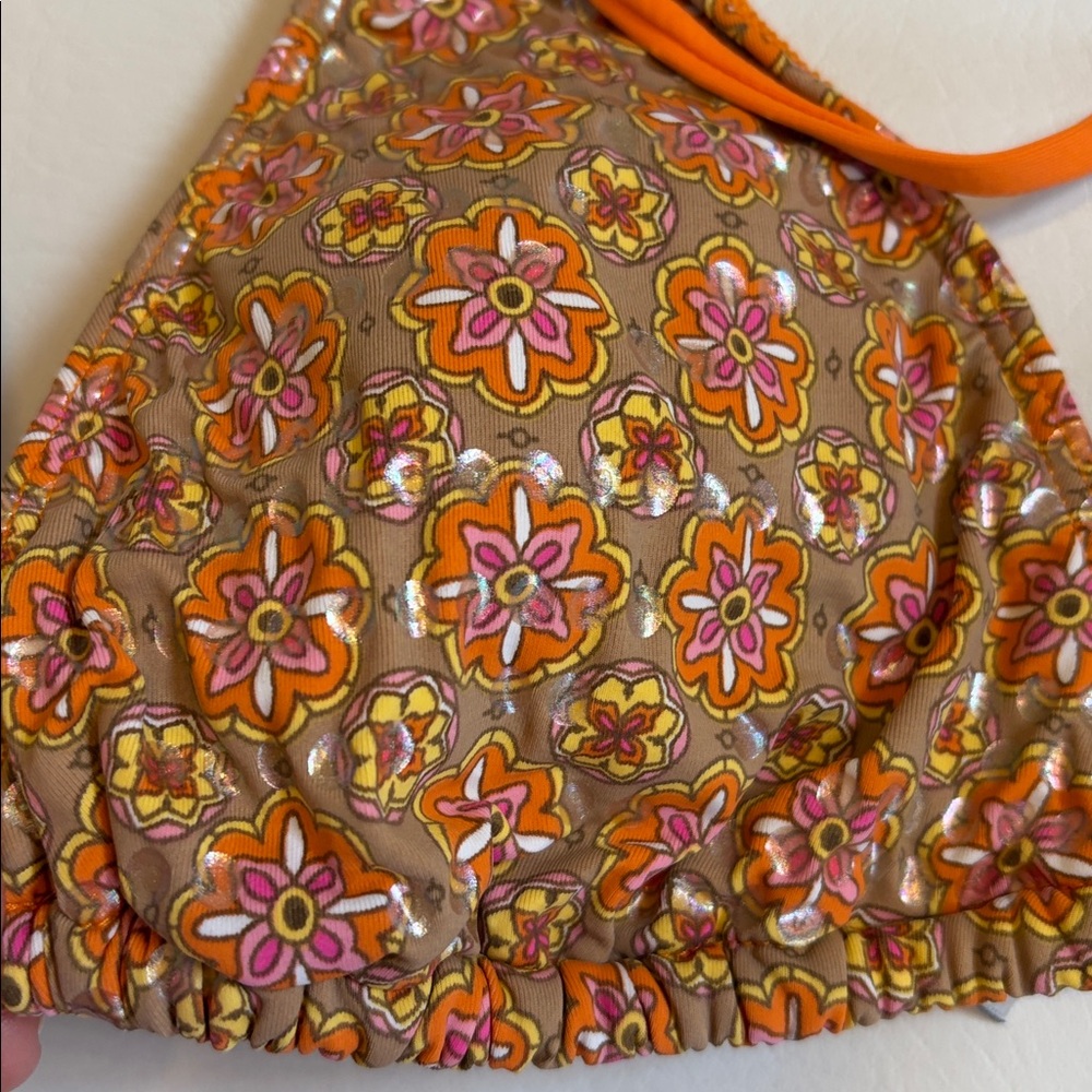 W Swim Bikini Top Orange Pink size Medium New with Tags. - Picture 3 of 7